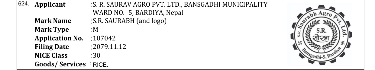 Original bulletin entry for S.R. SAURABH (and logo)