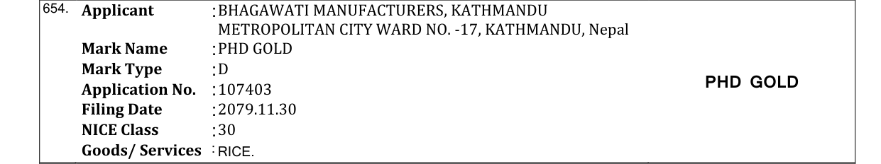 Original bulletin entry for PHD GOLD
