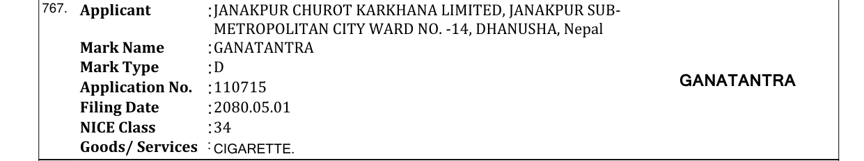 Original bulletin entry for GANATANTRA