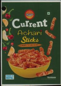CURRENT ACHARI STICKS (and logo) trademark logo
