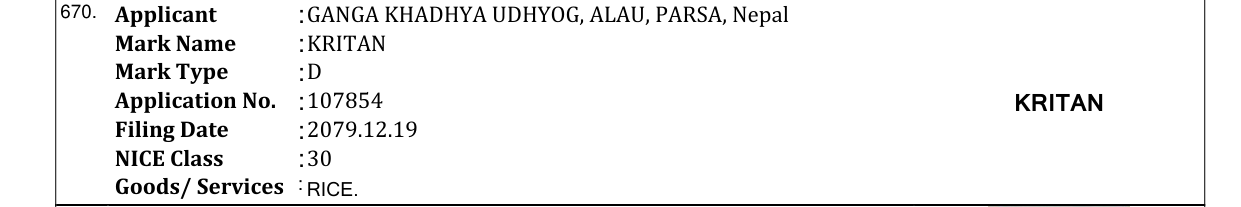 Original bulletin entry for KRITAN