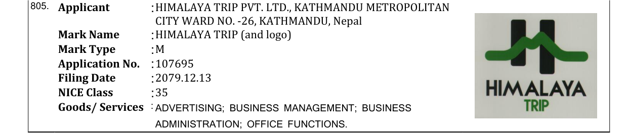 Original bulletin entry for HIMALAYA TRIP (and logo)