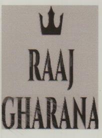 RAAJ GHARANA (and logo) trademark logo