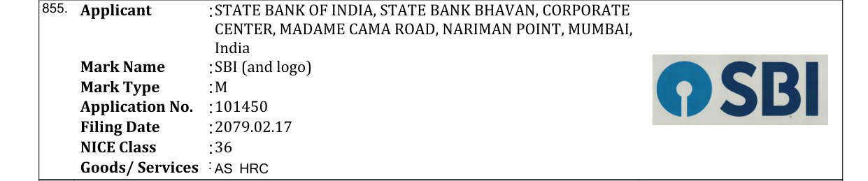 Original bulletin entry for SBI (and logo)