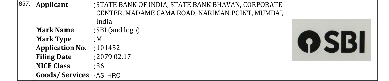 Original bulletin entry for SBI (and logo)