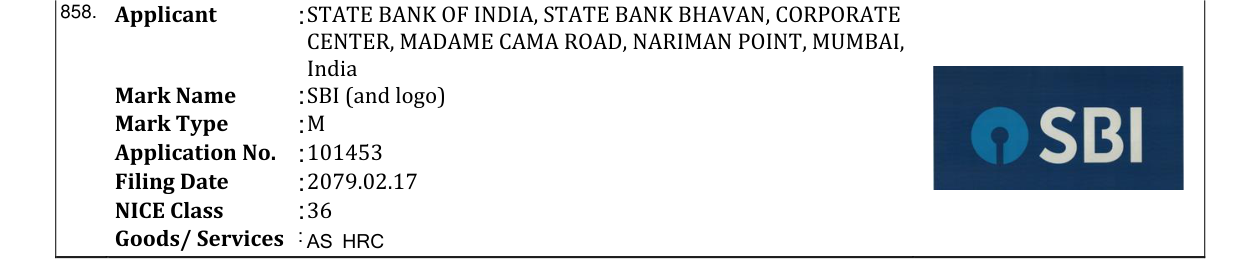 Original bulletin entry for SBI (and logo)