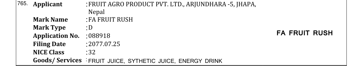 Original bulletin entry for FA FRUIT RUSH