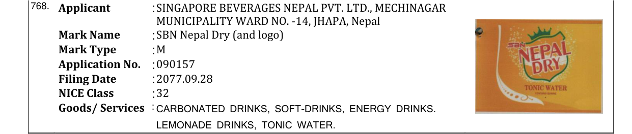 Original bulletin entry for SBN Nepal Dry (and logo)