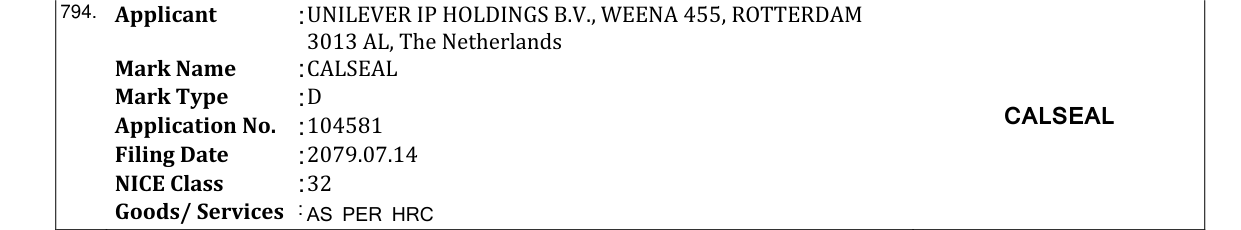 Original bulletin entry for CALSEAL