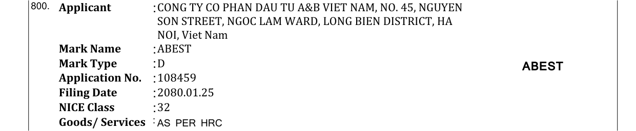 Original bulletin entry for ABEST