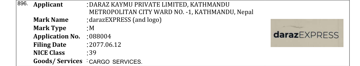 Original bulletin entry for darazEXPRESS (and logo)