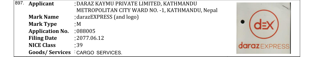 Original bulletin entry for darazEXPRESS (and logo)