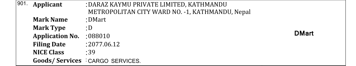 Original bulletin entry for DMart