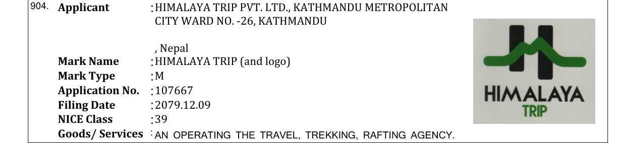 Original bulletin entry for HIMALAYA TRIP (and logo)