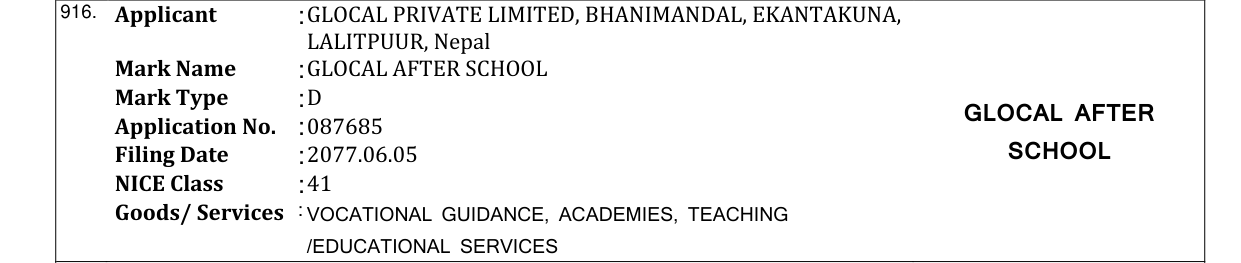 Original bulletin entry for GLOCAL AFTER SCHOOL