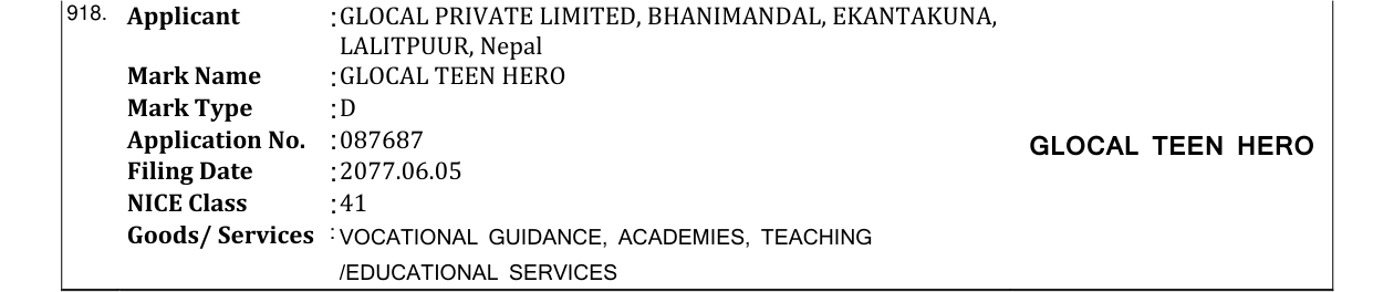 Original bulletin entry for GLOCAL TEEN HERO