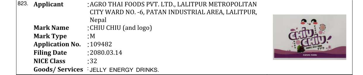 Original bulletin entry for CHIU CHIU (and logo)