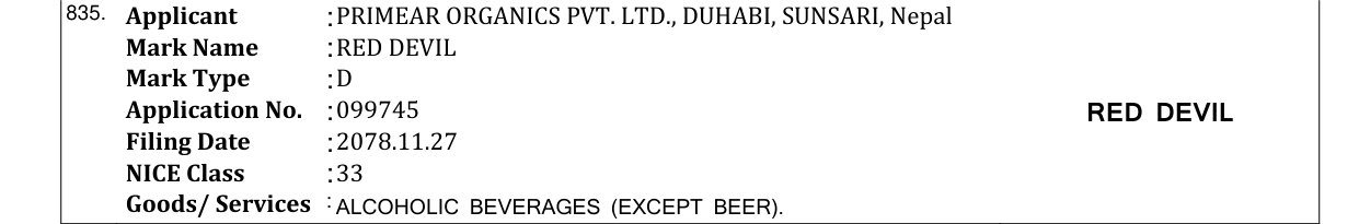Original bulletin entry for RED DEVIL