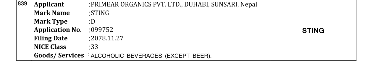 Original bulletin entry for STING