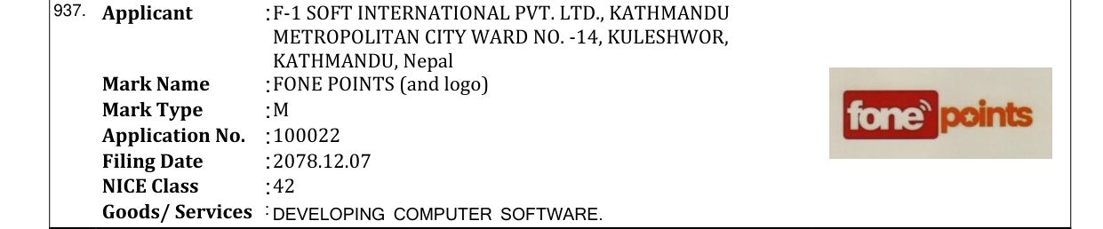 Original bulletin entry for FONE POINTS (and logo)