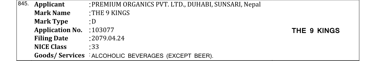 Original bulletin entry for THE 9 KINGS
