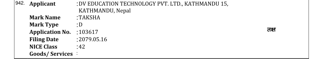Original bulletin entry for TAKSHA