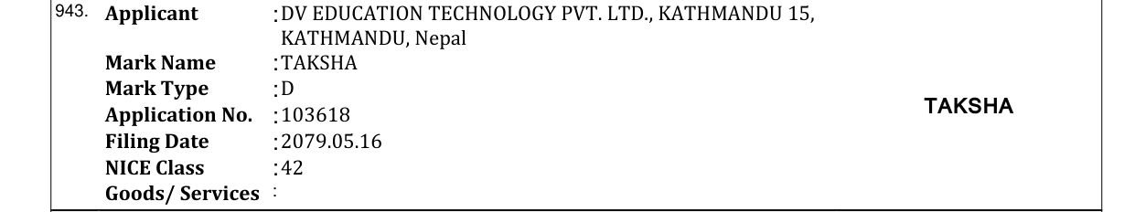 Original bulletin entry for TAKSHA