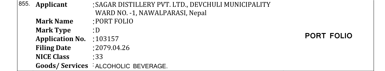 Original bulletin entry for PORT FOLIO