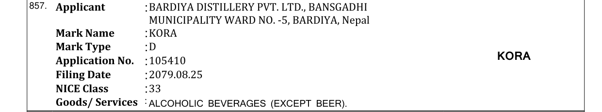 Original bulletin entry for KORA
