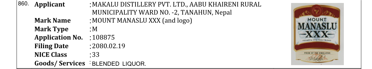 Original bulletin entry for MOUNT MANASLU XXX (and logo)