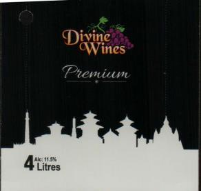 DIVINE WINES PREMIUM RED 4 LITRES (and logo) trademark logo