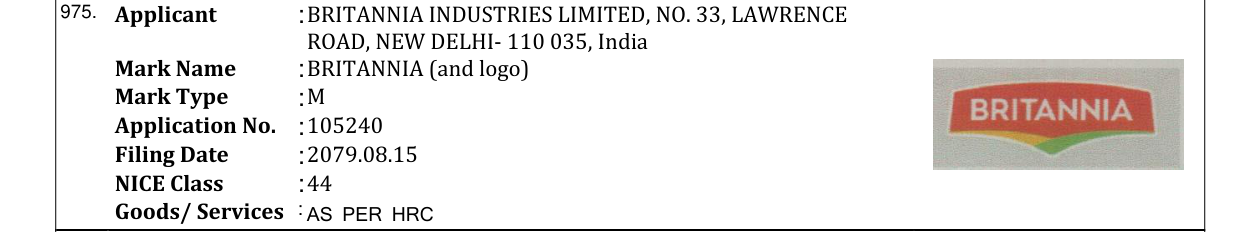 Original bulletin entry for BRITANNIA (and logo)