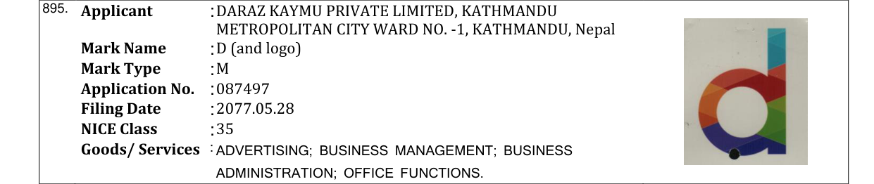 Original bulletin entry for D (and logo)