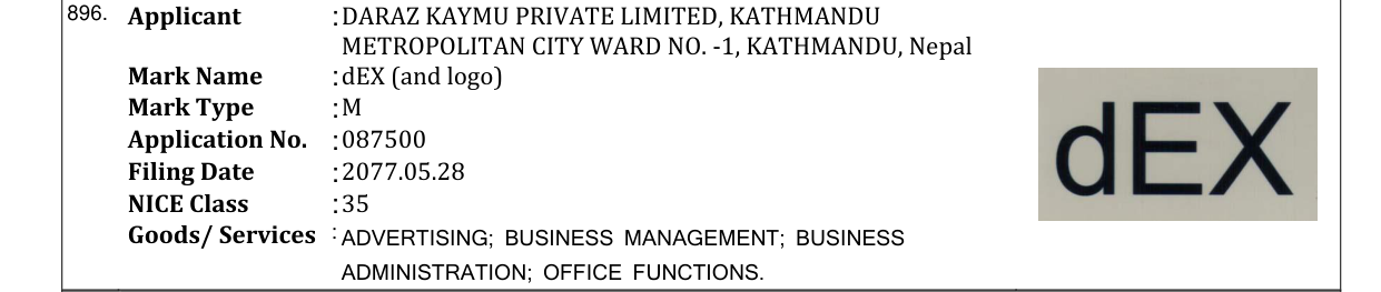 Original bulletin entry for dEX (and logo)
