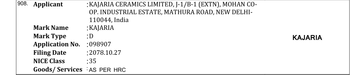 Original bulletin entry for KAJARIA