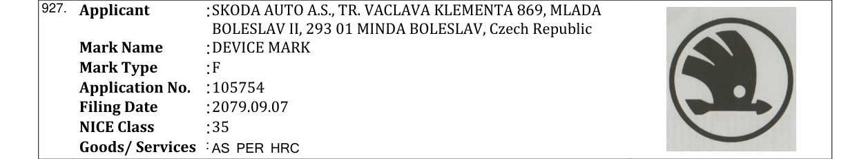 Original bulletin entry for DEVICE MARK