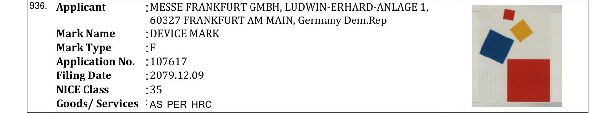 Original bulletin entry for DEVICE MARK