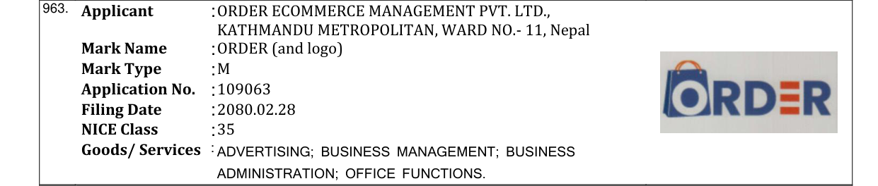 Original bulletin entry for ORDER (and logo)