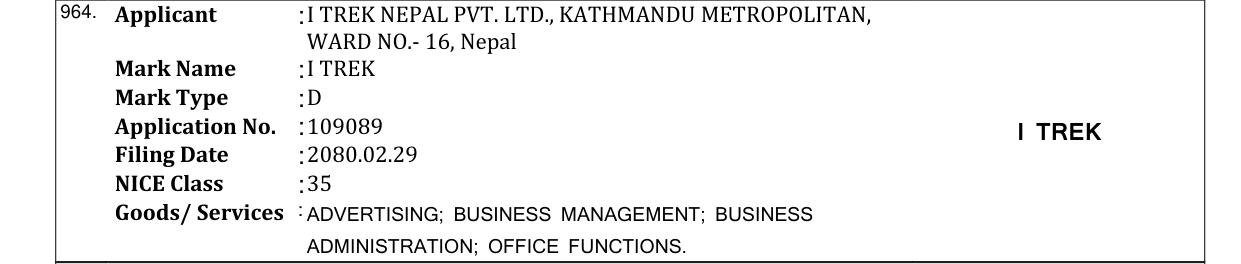 Original bulletin entry for I TREK