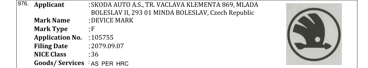 Original bulletin entry for DEVICE MARK