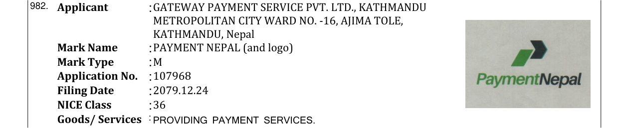 Original bulletin entry for PAYMENT NEPAL (and logo)