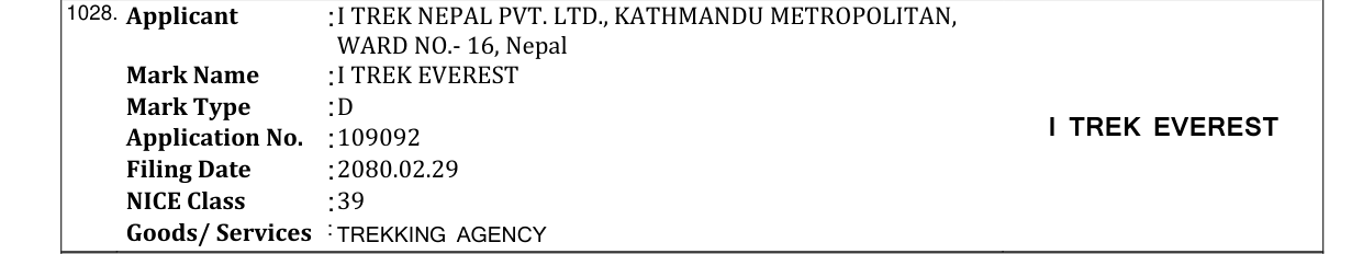 Original bulletin entry for I TREK EVEREST