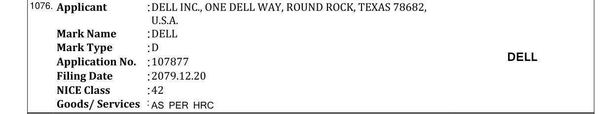 Original bulletin entry for DELL