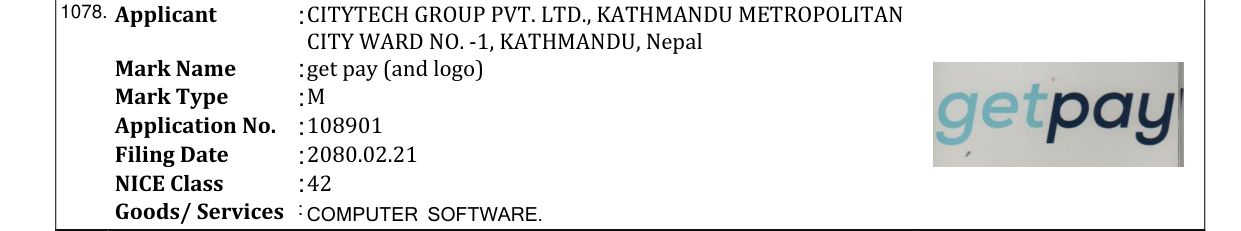 Original bulletin entry for get pay (and logo)