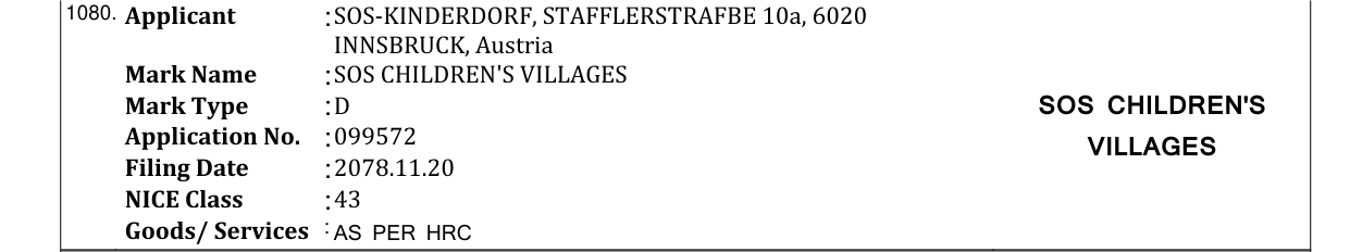 Original bulletin entry for SOS CHILDREN'S VILLAGES