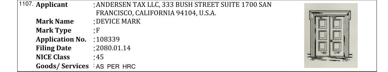Original bulletin entry for DEVICE MARK