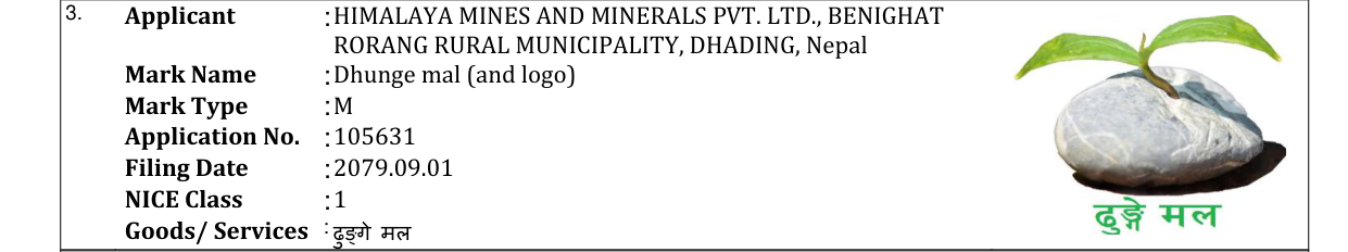 Original bulletin entry for Dhunge mal (and logo)