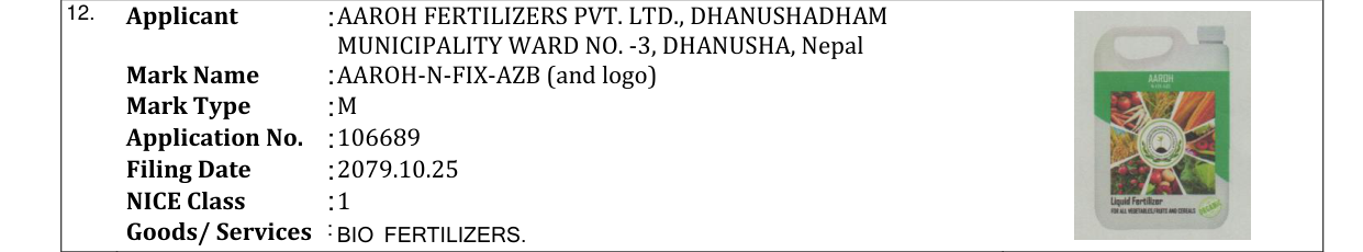 Original bulletin entry for AAROH-N-FIX-AZB (and logo)
