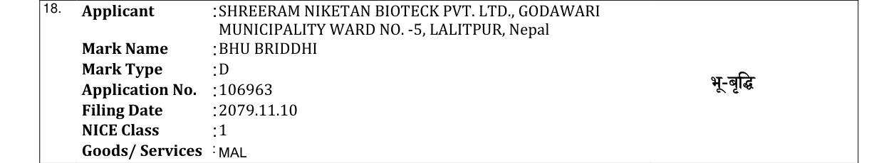 Original bulletin entry for BHU BRIDDHI