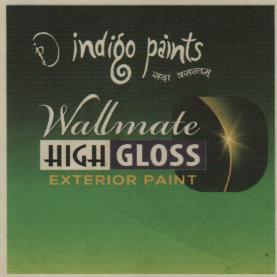 INDIGO PAINTS WALLMATE HIGH GLOSS EXTERIOR PAINT (and logo) trademark logo